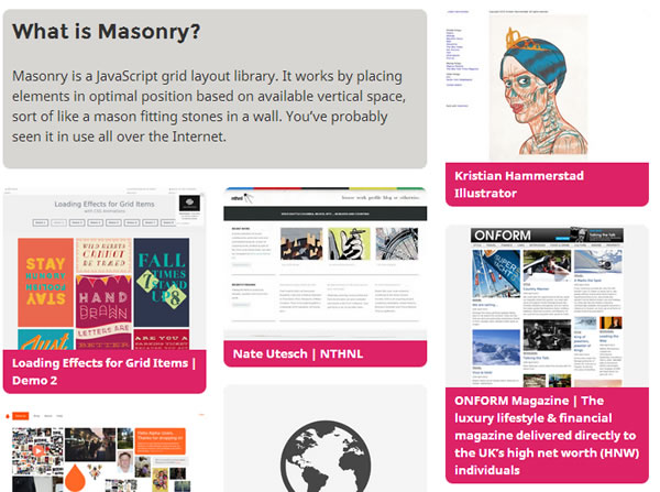 Masonry : Ordenar elementos en forma de cuadricula sin importar su altura